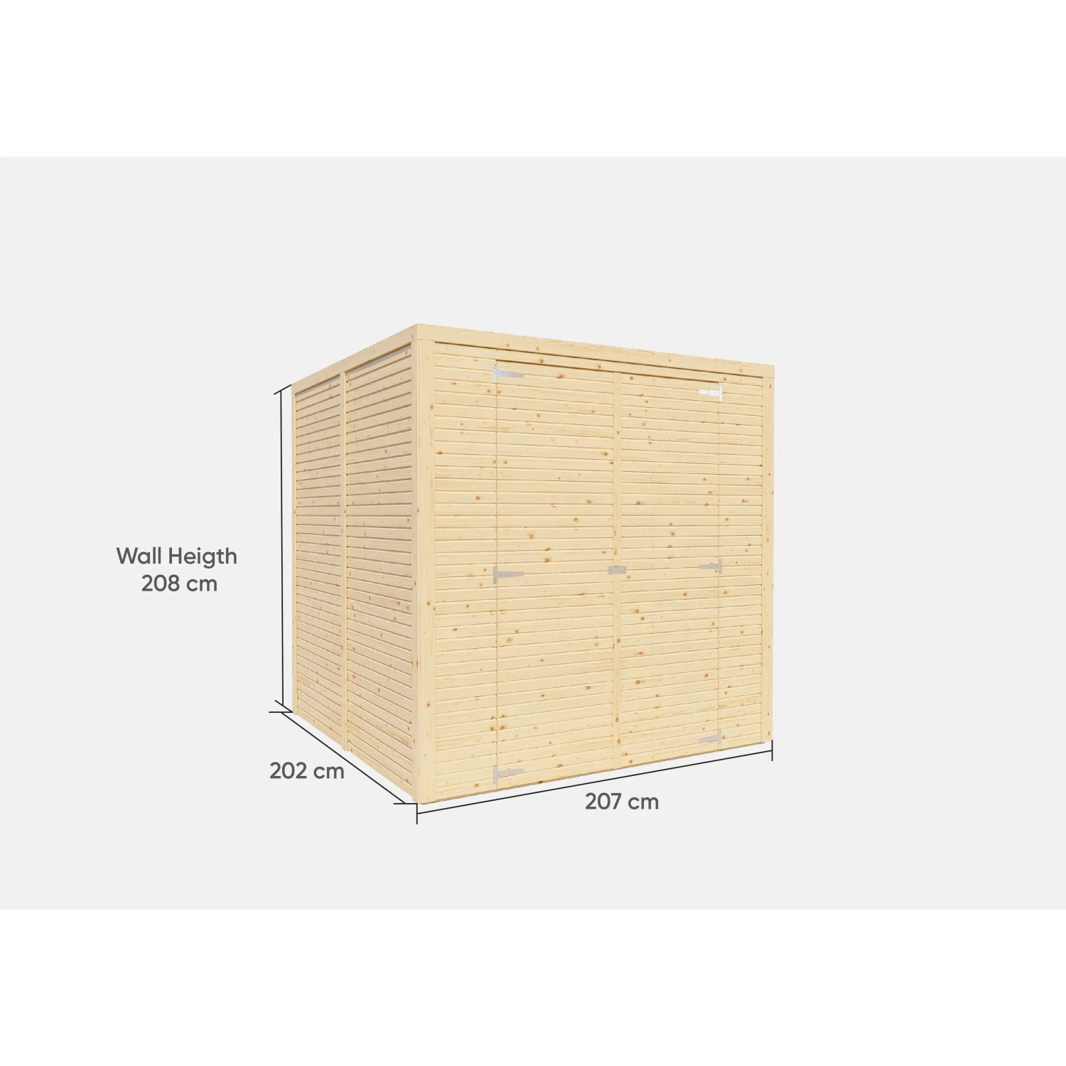 Bertilo Holz-Gartenhaus Box 3, Natur, 208x202 cm, aus FSC®-zertifiziertem Holz.