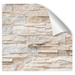 Küchenrückwandfolie in Beige mit Bruchsteinwand-Optik, selbstklebend, 280x60 cm.