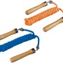 Springseile für Kinder in Blau und Orange mit Holzgriffen, 270 cm lang.