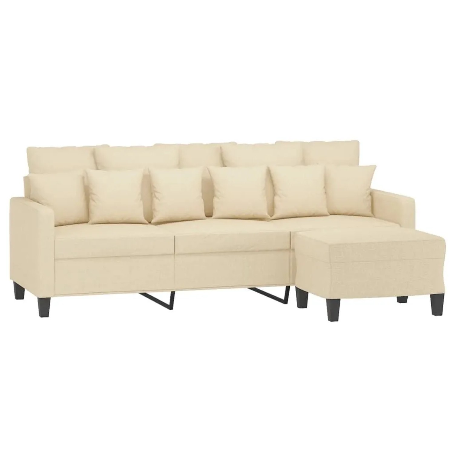 vidaXL 3-Sitzer-Sofa mit Hocker Creme 180 cm Stoff 3201091 günstig online kaufen