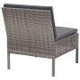 Graues vidaXL Garten Lounge Set aus Polyrattan mit anthrazitfarbenen Auflagen, Rückansicht.