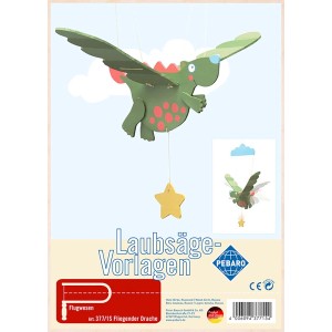Pebaro Laubsägevorlage: Fliegender Drache aus Holz zum Basteln und Bemalen.