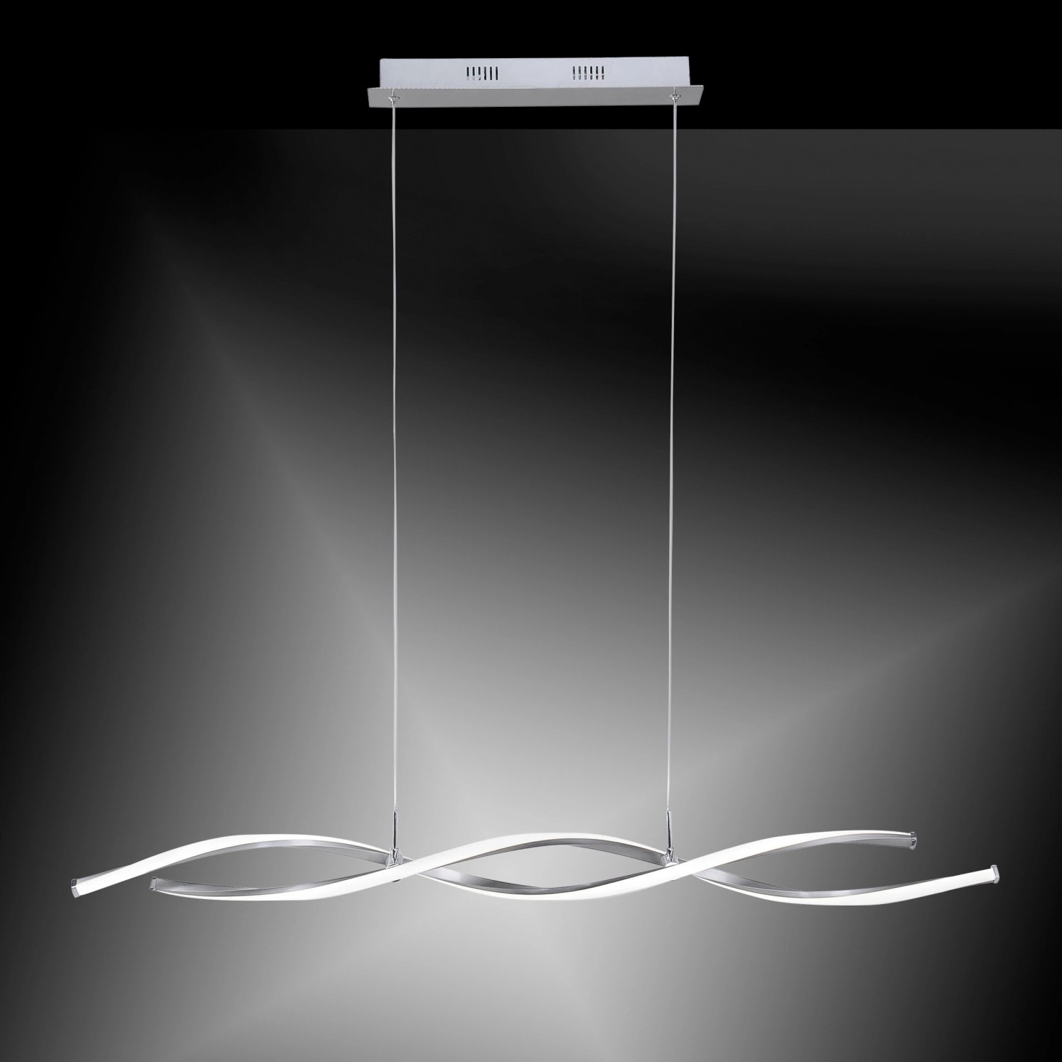 Moderne, dimmbare Paul Neuhaus LED-Pendelleuchte Polina, 2-flammig, aus Stahl.