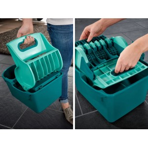Leifheit Wischtuchpresse Profi Compact mit Bodenwischer für glatte Böden, Farbe Türkis.