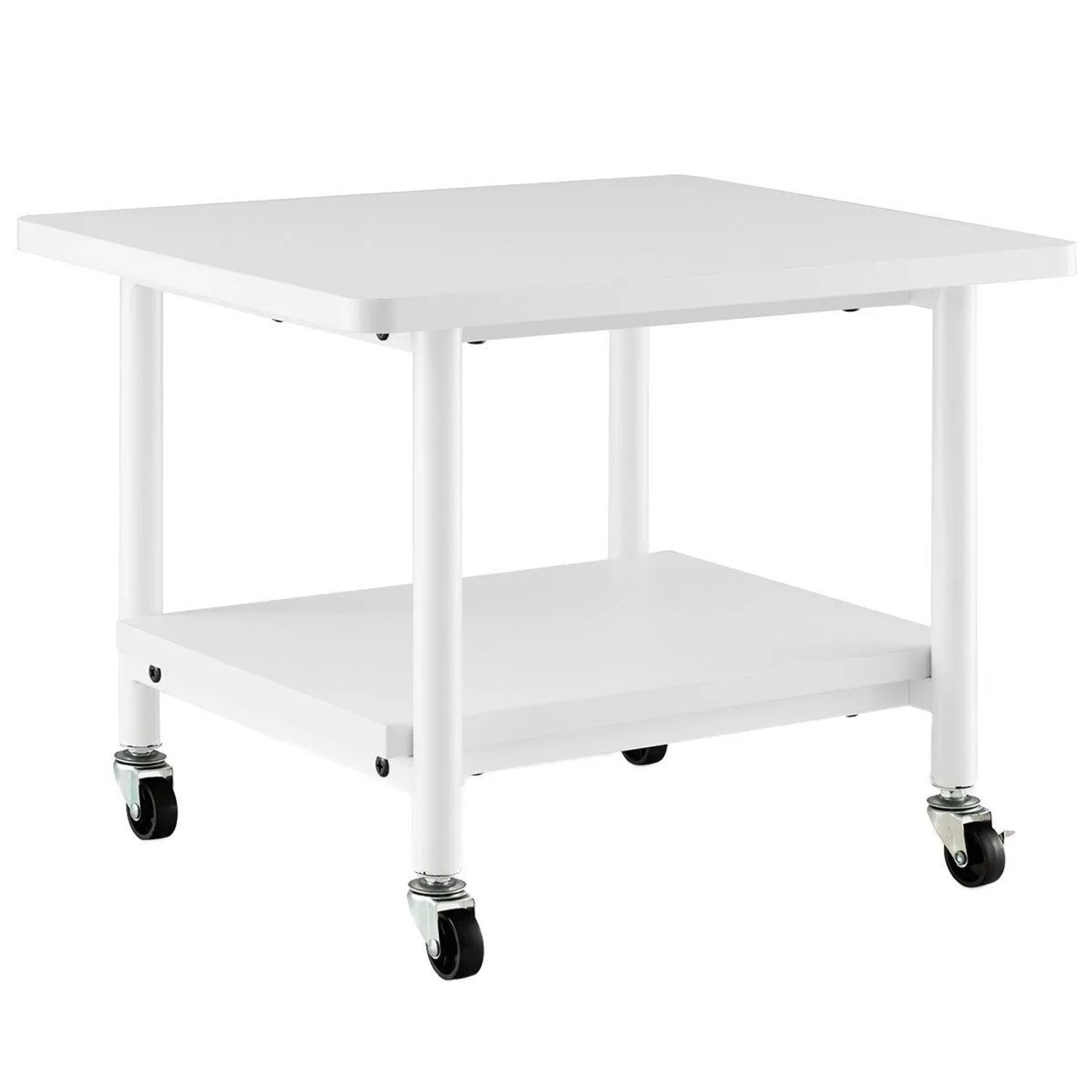 Costway Druckerständer Rollbar 2 Ebenen Weiß 49 x 40 x 37 cm