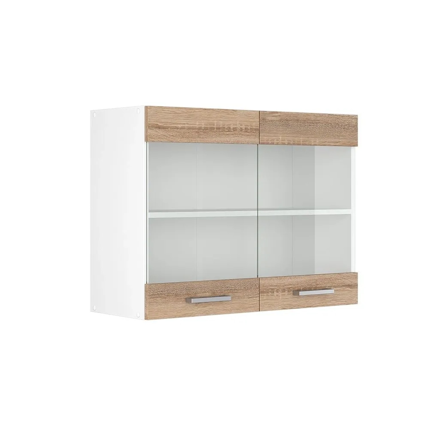 Vicco Küchenglasschrank R-Line Glashängeschrank Sonoma Weiß 80 cm