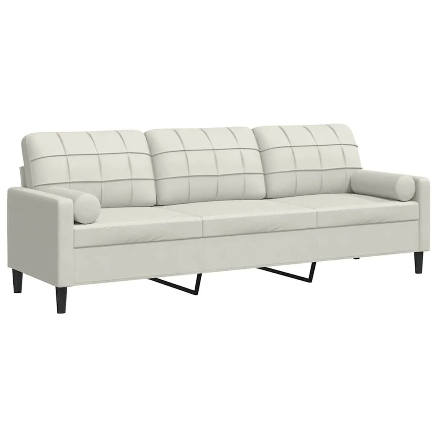 vidaXL Sofa 3-Sitzer mit Zierkissen Creme 210 cm Samt 3278247