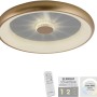 LED-Deckenleuchte Vertigo in Messing-Optik, dimmbar mit Kristalleffekt und Fernbedienung.