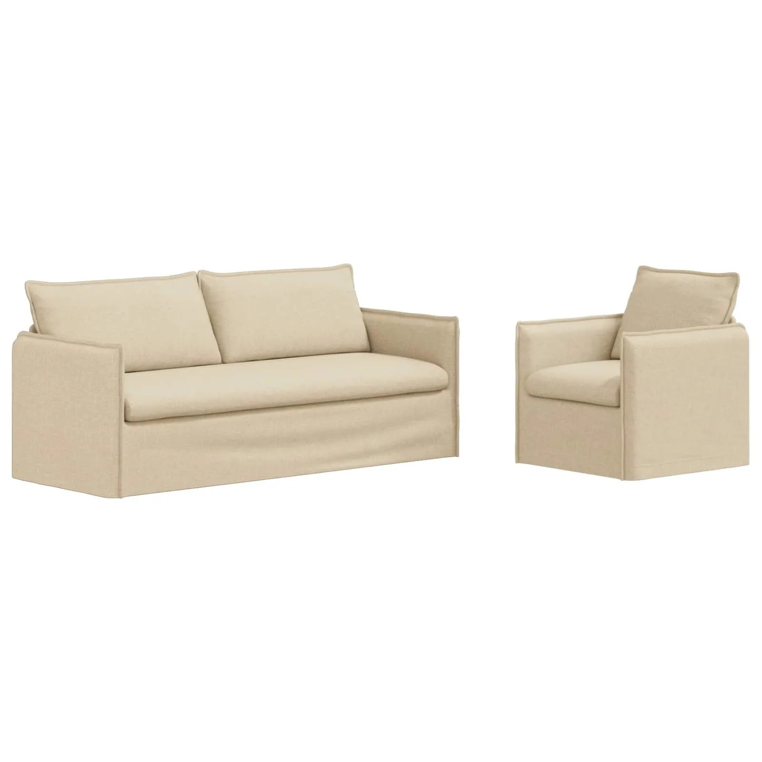 vidaXL Sofa 2-Tlg Creme 196 x 82 x 85 cm Stoff 3407616
