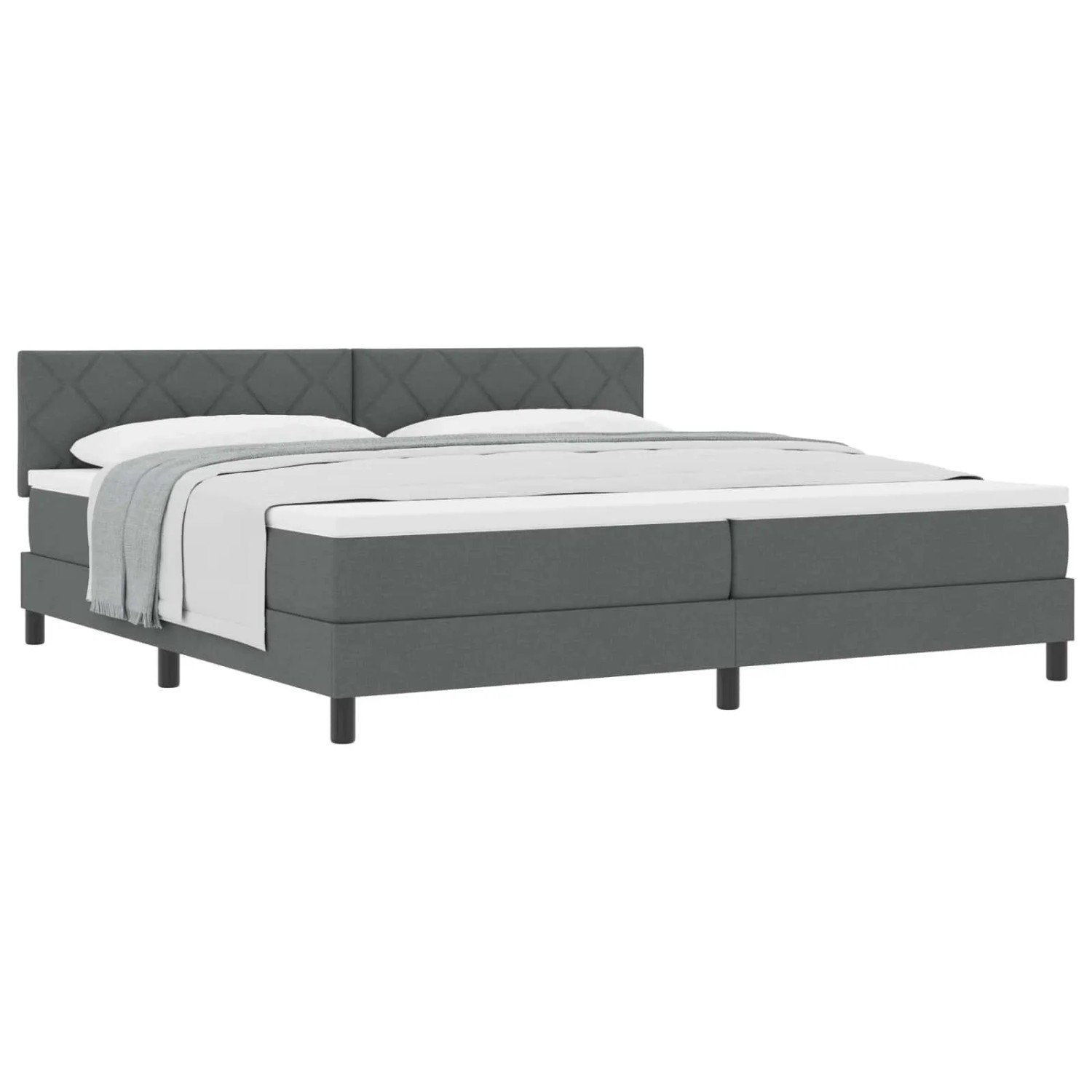 vidaXL Boxspringbett mit Matratze Dunkelgrau 200 x 200 cm Stoff 3338791