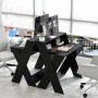 Schwarzer Costway Computertisch mit Schublade und Monitorerhöhung, 90x61x94 cm.
