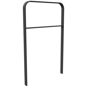 Schake Anlehnbügel aus Flachstahl, gebogen, mit Querholm, 1200x750 mm, eisengrau.