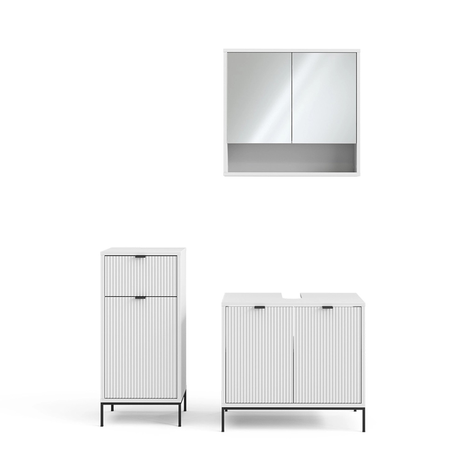 Vicco Badmöbel-Set Eliza Weiß 3 Teile mit Midischrank günstig online kaufen