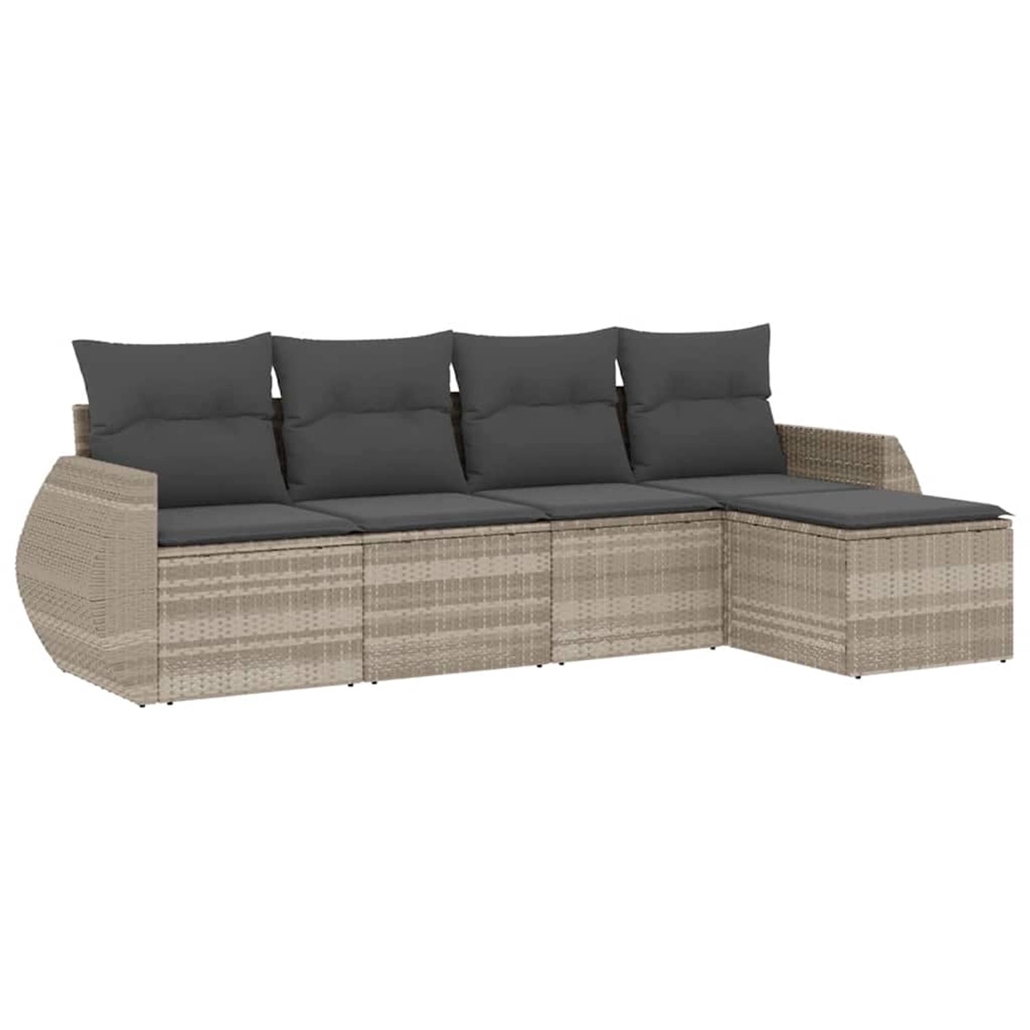 vidaXL 5-Tlg Garten-Sofagarnitur mit Kissen Hellgrau Poly Rattan 3221291 günstig online kaufen