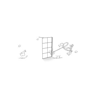 Illustration einer schwarzen Walk-In Dusche baliv DUK-120.131 mit Stabilisationsbügel.