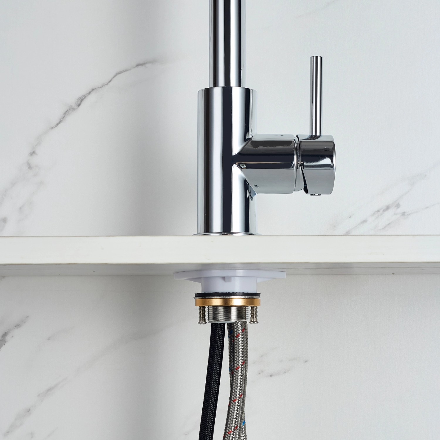 AICA Wasserhahn Chrom Hochdruck Küchenarmatur mit Brause Ausziehbar 360° Zwei Sprühfunktionen 304 Edelstahl Mischbatterie Spültischarmatur_7