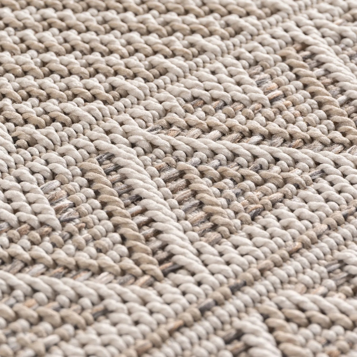 Detailansicht: Beige Ayyildiz Outdoor-Teppich Desert, rund, Ø 120 cm.