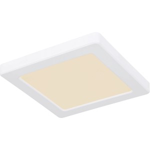 Quadratische, weiße LED-Deckenleuchte Lasse von Globo, 167x167x17 mm. Moderne Deckenlampe mit einstellbaren Weißtönen.