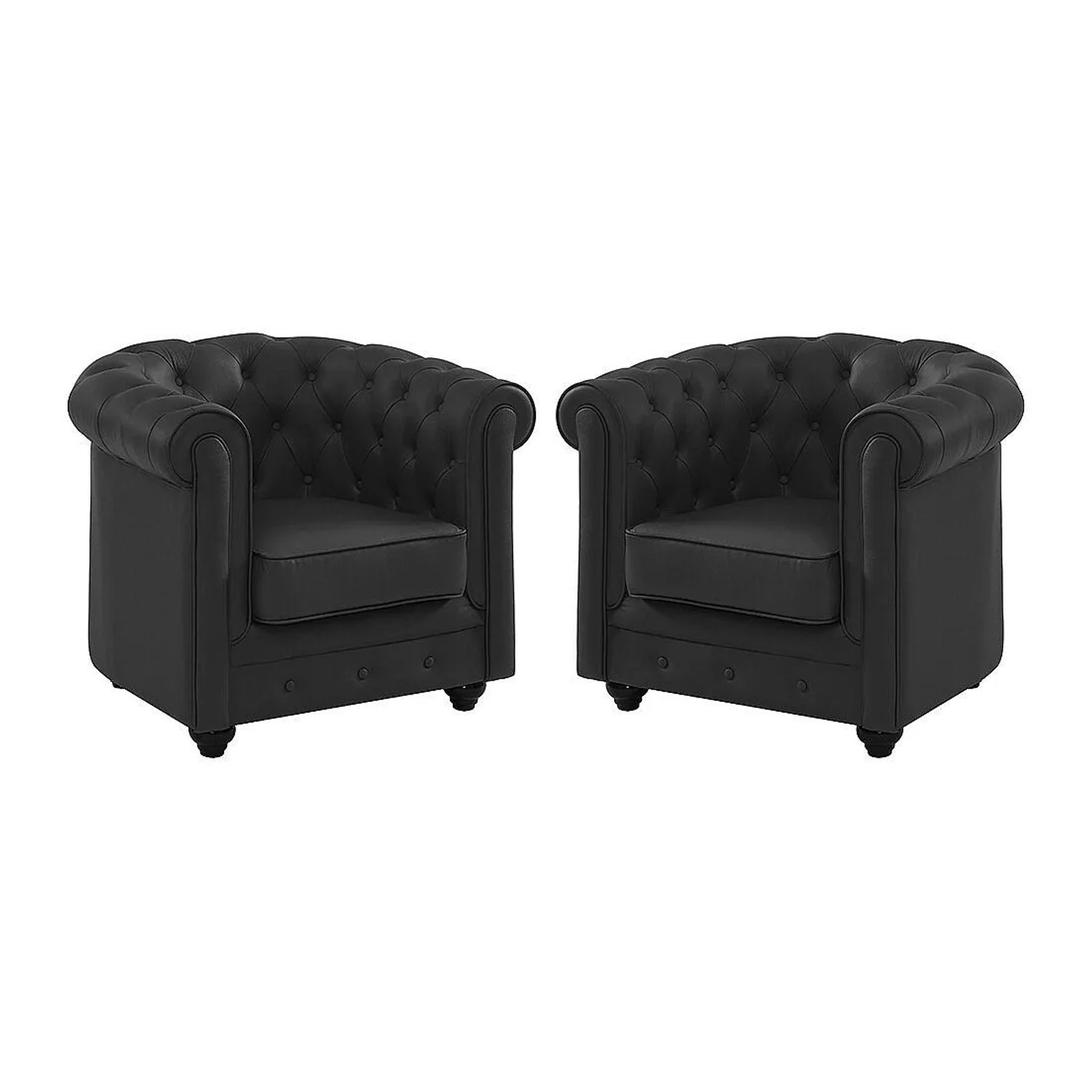 Vente-unique Sessel Mit Gerader Rückenlehne Chesterfield Schwarz 82 cm