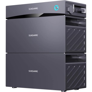 SUNSHARE Glory Balkonkraftwerk mit 3 kWh Speicher, graue All-in-One Lösung für den Balkon.