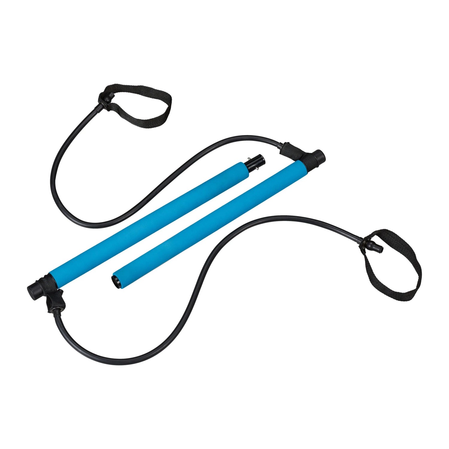 Relaxdays Pilates Stange Eisen Blau mit Widerstandsbändern 93 cm 0,9 kg