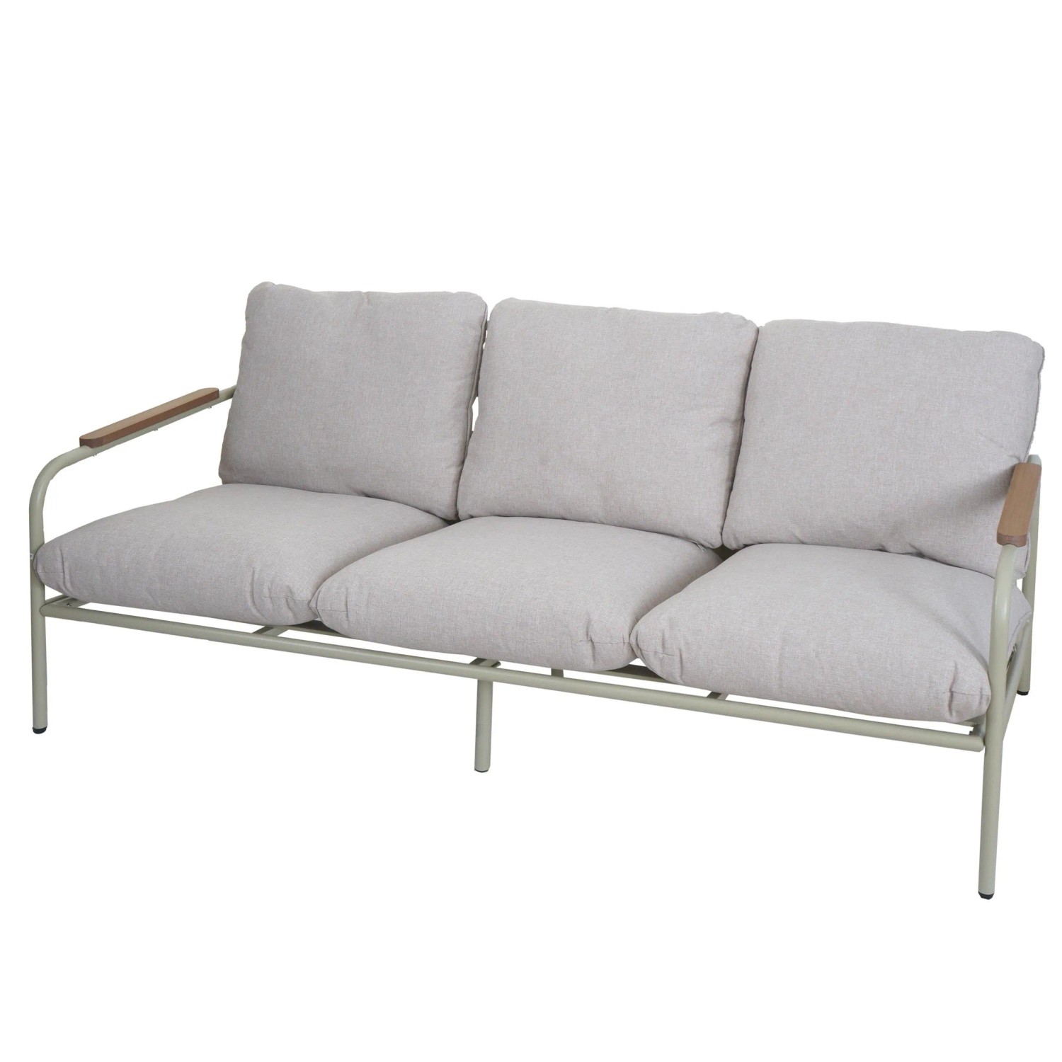 MCW Aluminium-Gartenbank O11 Outdoor 3-Sitzer Sofa 184cm Hellgrün Polster Beige