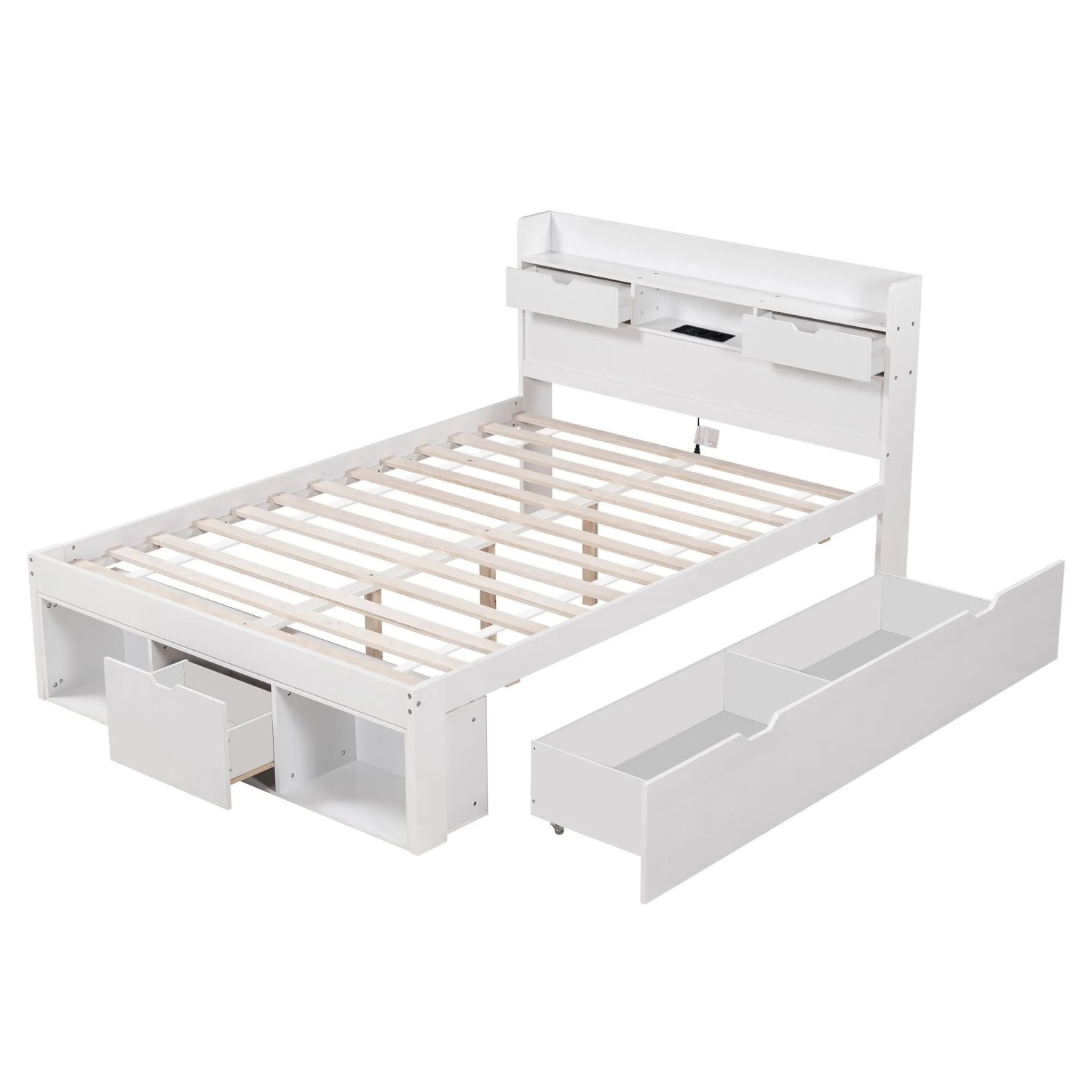 okwish Einzelbett 140x190cm mit USB und Schublade Weiß ohne Matratze
