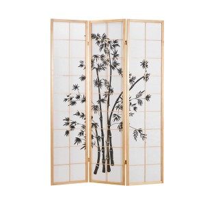 Homestyle4u 3-tlg. Paravent in Braun 132x179 cm 311