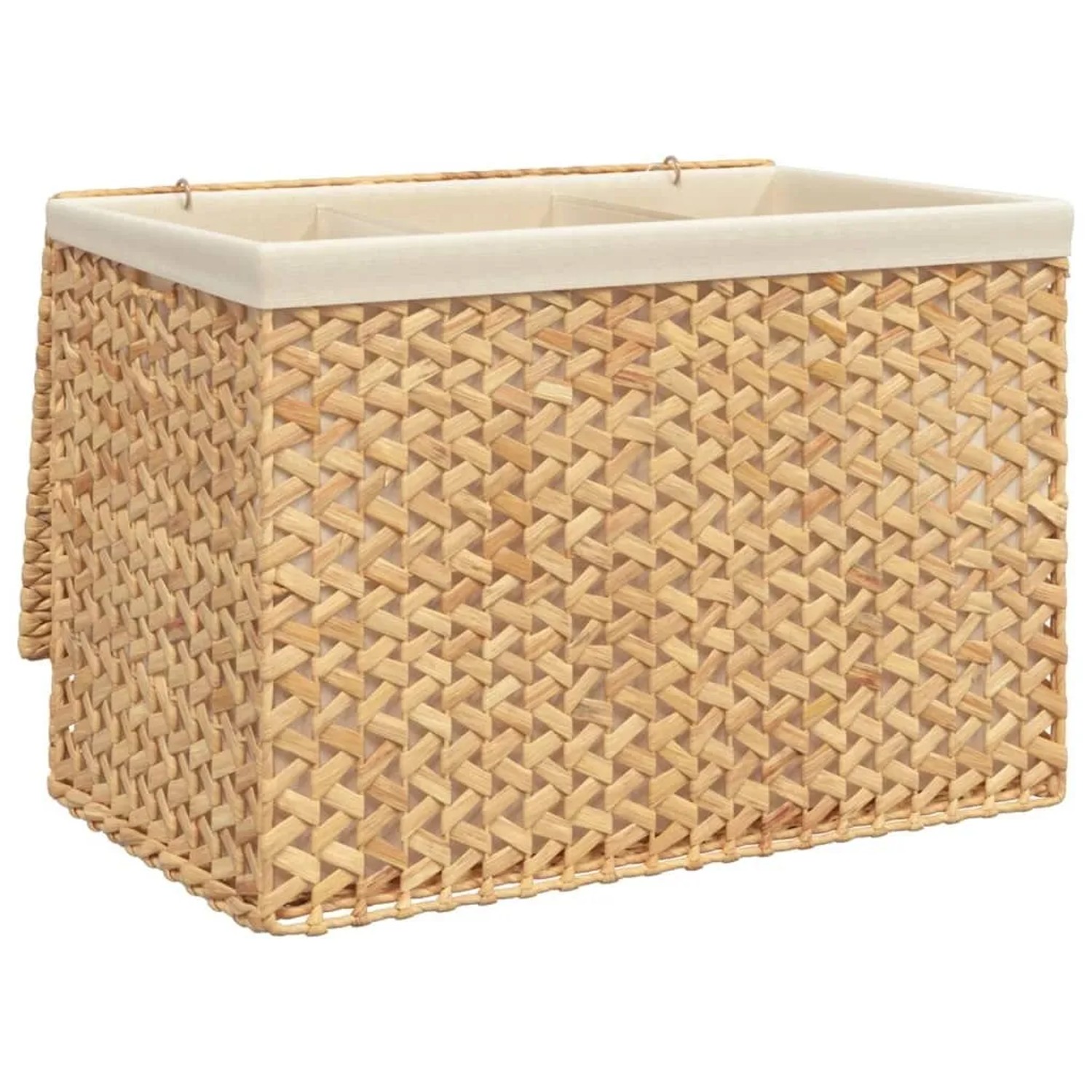 vidaXL Wäschekorb mit 3 Fächern 75x42,5x52 cm Wasserhyazinthe 355184