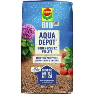 Compo Bio Aqua Depot Bodenschutz-Pellets, 10 kg Sack. Gartenmulch aus Weizenstroh für ca. 4 m².