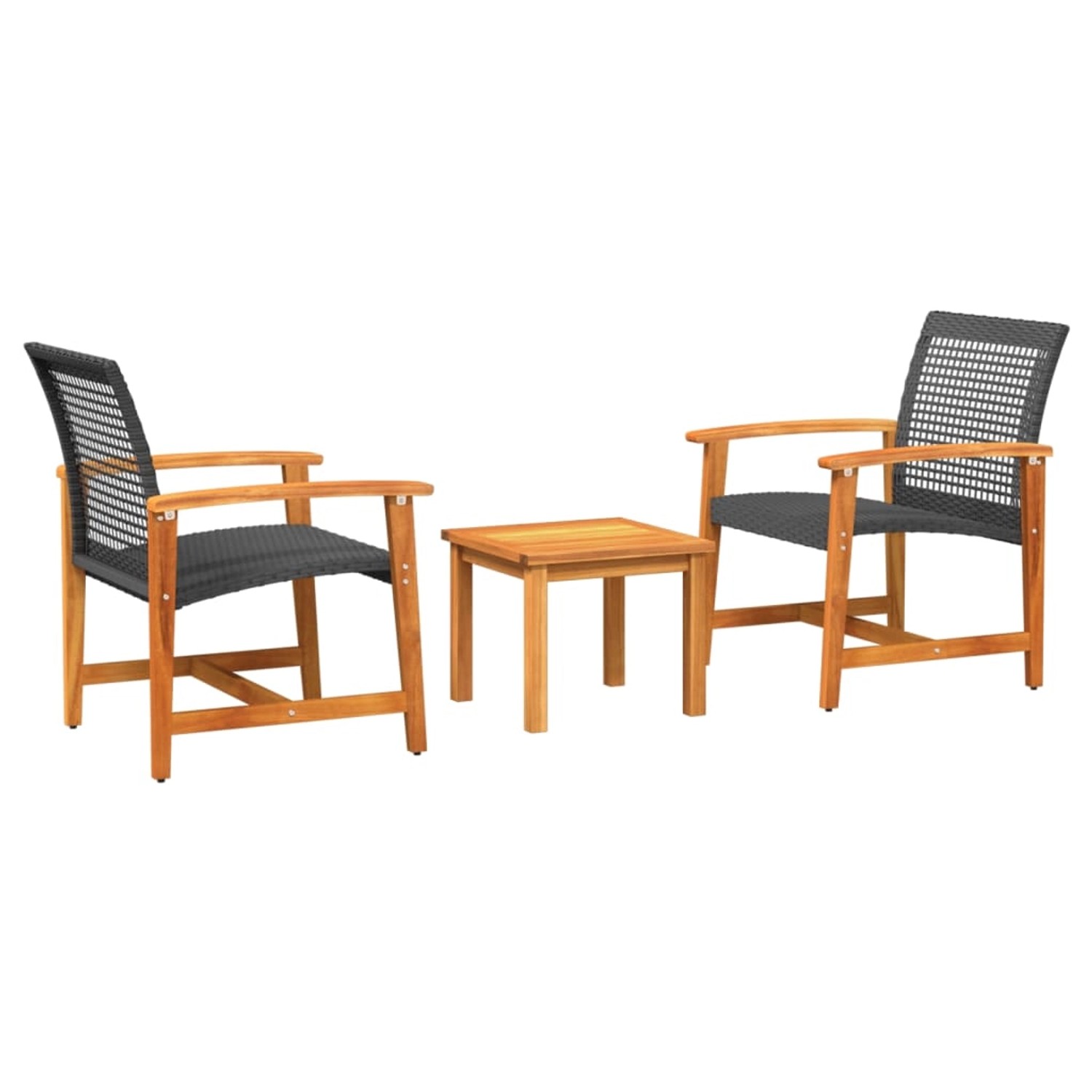 vidaXL 3-tlg Bistro-Set Schwarz Poly Rattan und Akazienholz günstig online kaufen