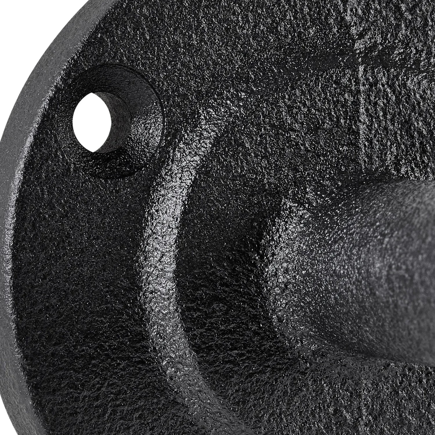 Detailaufnahme: Schwarzer SOTECH Handlaufhalter ROBUST aus Gusseisen.