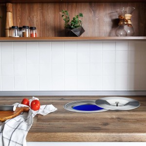 Relaxdays Einbaumülleimer Kunststoff Edelstahl Blau Silber Mit Deckel Geruchsarm 5 l 23 cm x 24 cm 0,7 kg