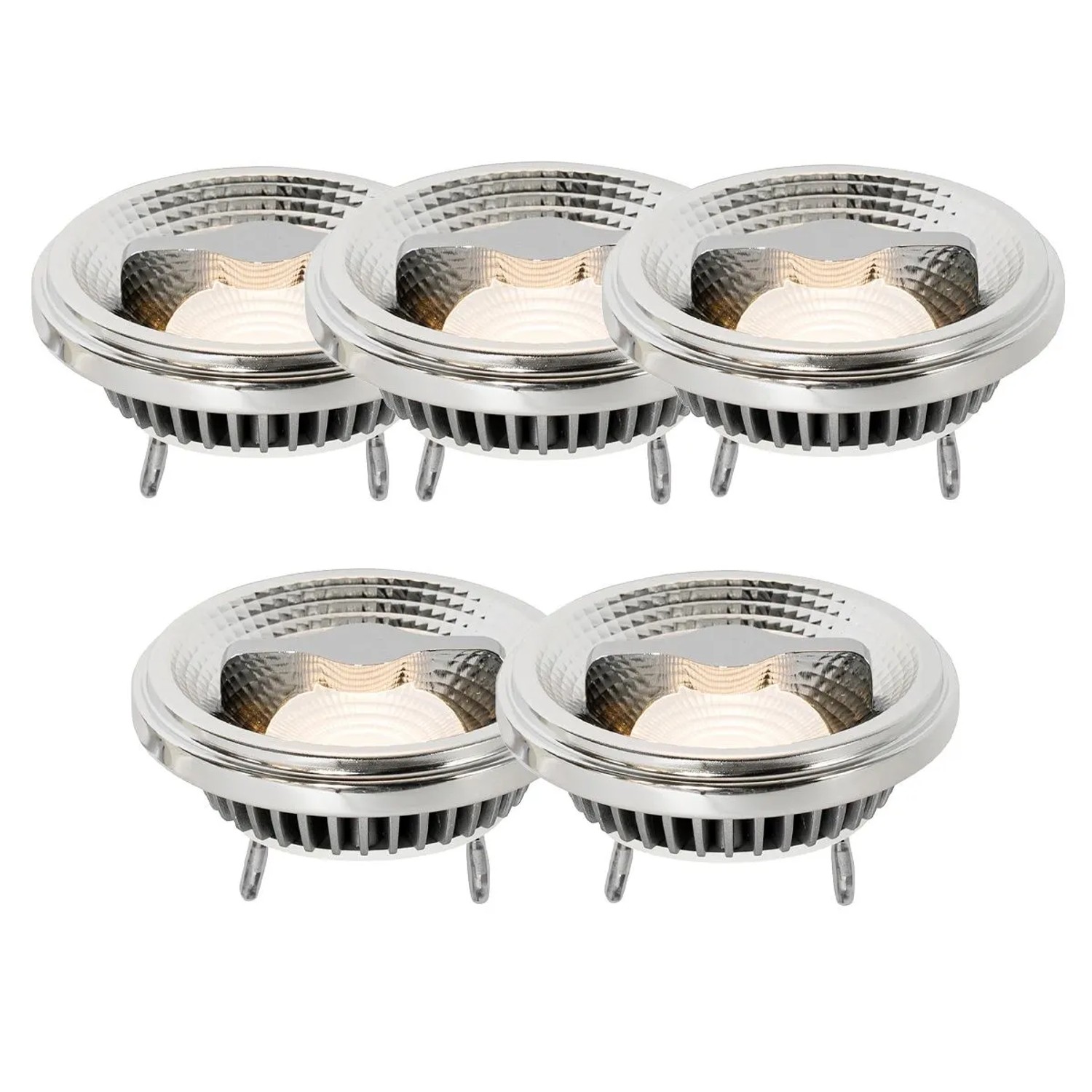 LUEDD Set mit 5 Dimmbaren G53 LED Leuchtmitteln AR111 12W 600lm 2700K