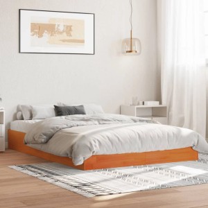 vidaXL Massivholzbett ohne Matratze Wachsbraun 140x200 cm Kiefernholz 844818