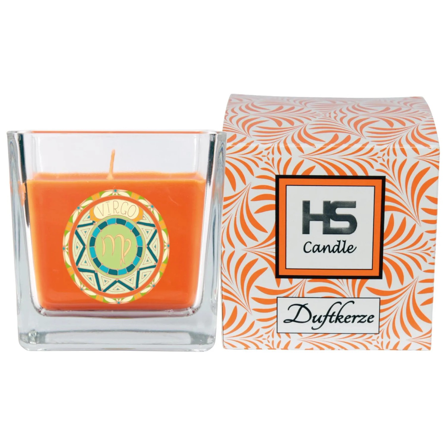 HS Candle Duftkerze Jungfrau im Glas mit Verpackung, Honigmelone Duft.