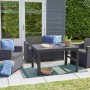 Allibert Victoria Monaco Loungeset, 4-teilig, mit Tisch, 2-Sitzer und Sesseln in Rattan-Optik.