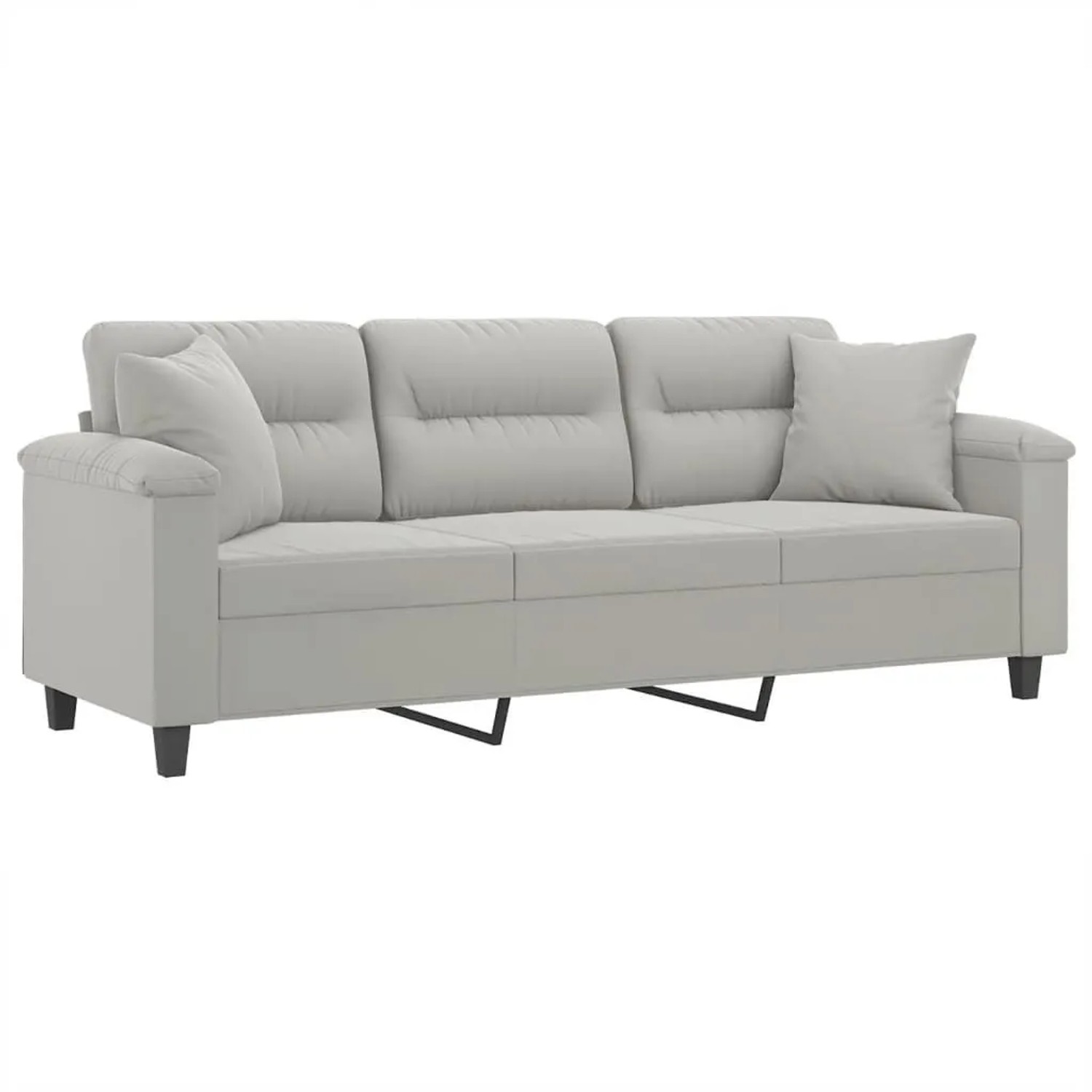 vidaXL 3-Sitzer-Sofa mit Kissen Hellgrau 180 cm Mikrofasergewebe 3200978 günstig online kaufen
