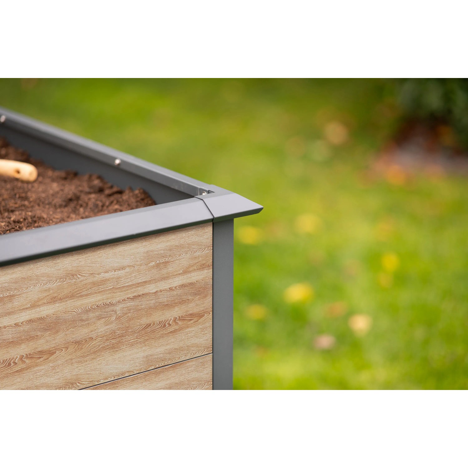 Westmann Hochbeet Primus-Multi, Metall, 2x1m, anthrazit/holzoptik. Detailansicht.
