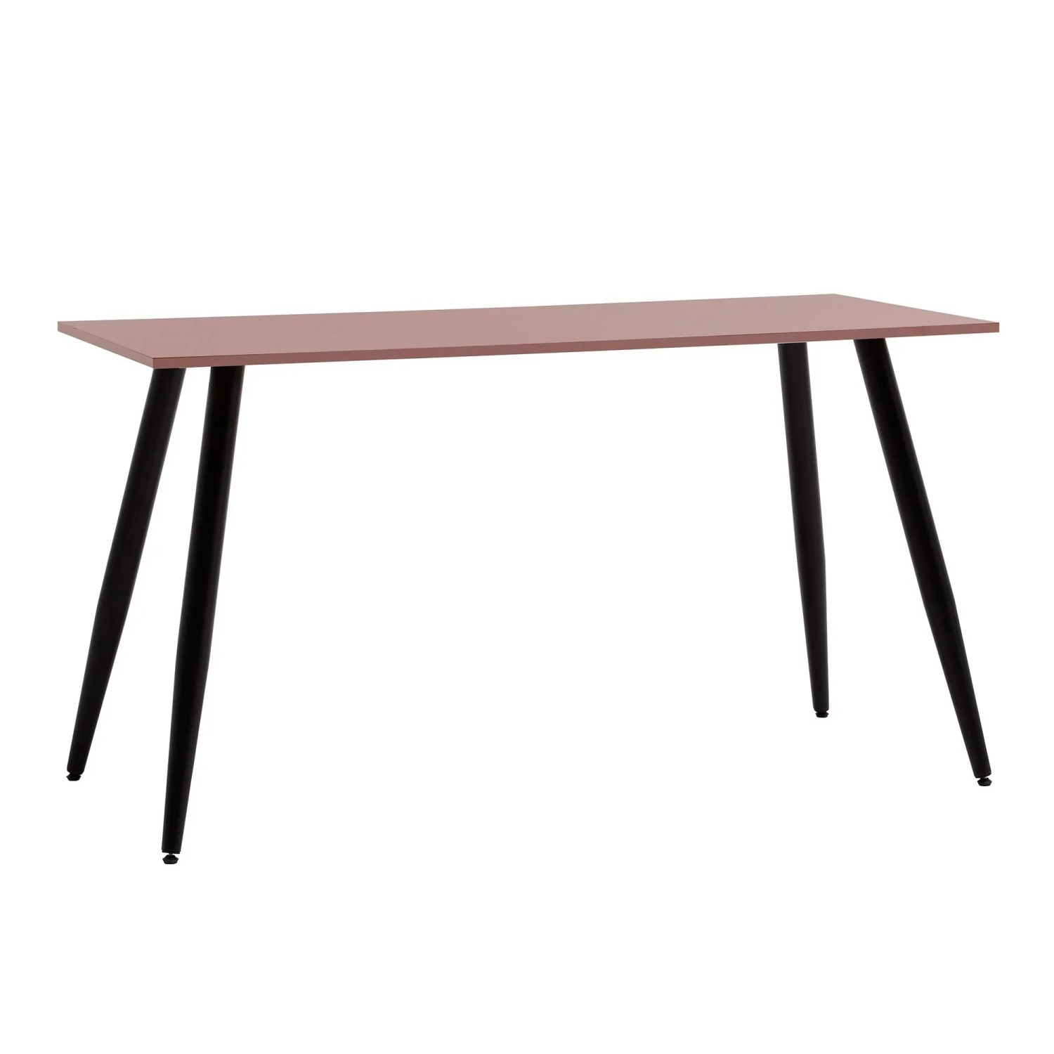 Schildmeyer Schreibtisch Piazza mit mauvefarbener Tischplatte und schwarzen, schrägen Metallbeinen. Moderner Bürotisch.