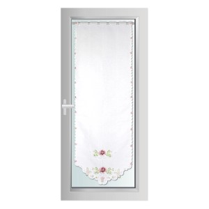 Bestlivings Türpanneau 180x60 cm mit Rosen-Stickerei, weiß, für leichten Sichtschutz.