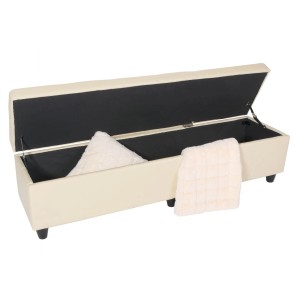 Offene, creme Sitzbank Arezzo XXL mit Stauraum, Kissen und Decke.