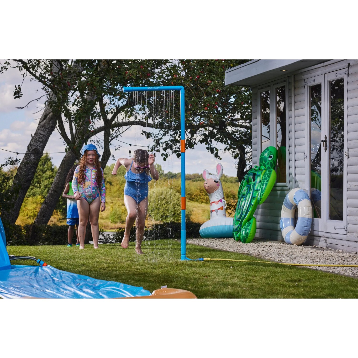 Plum Water Park Wasservorhang Outdoor-Wasserspiel für Kinder Höhenverstellbar Schlauchanschluss-Set Blau_8