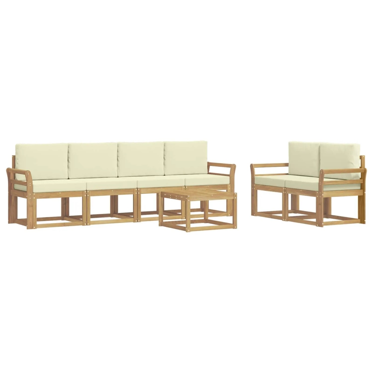vidaXL Outdoor-Sofagarnitur mit Kissen 7-Tlg Weiß und Creme 3387279