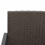Detailansicht: Braune VidaXL Gartenbank 3-Sitzer aus Rattan mit anthrazitfarbenem Gestell.