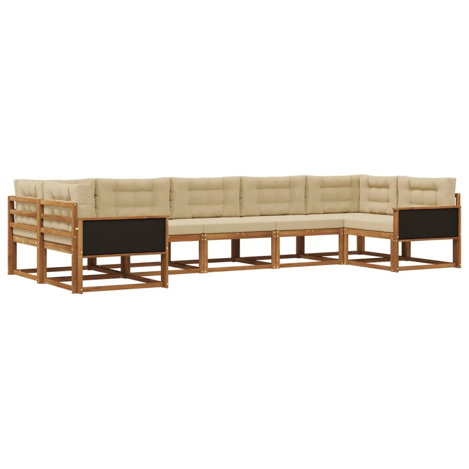 vidaXL Outdoor-Sofagarnitur mit Kissen 7 Stk Natur und Beige 3382856