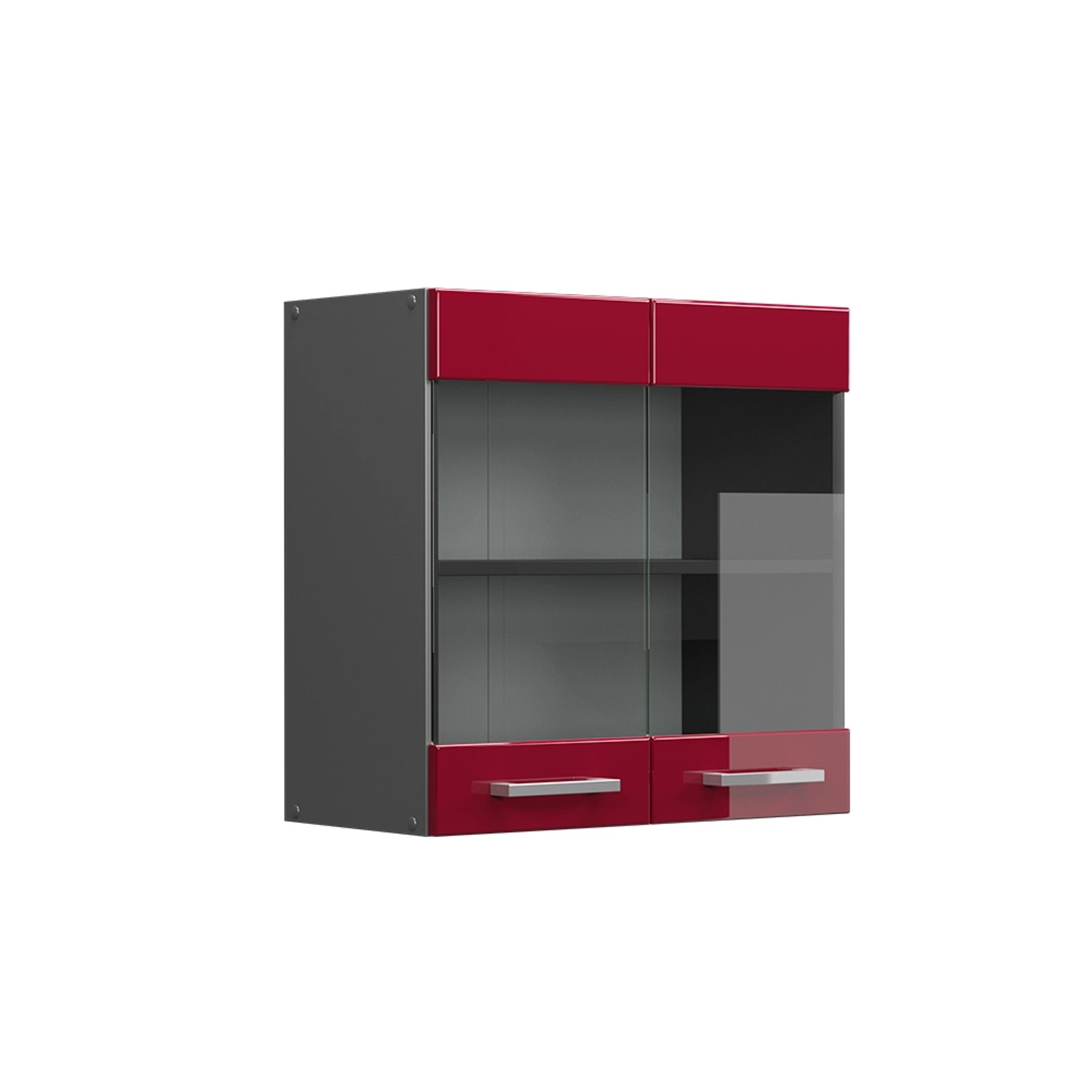 Vicco Küchenglasschrank R-Line Glashängeschrank Bordeaux Hochglanz/Anthrazit 60 cm