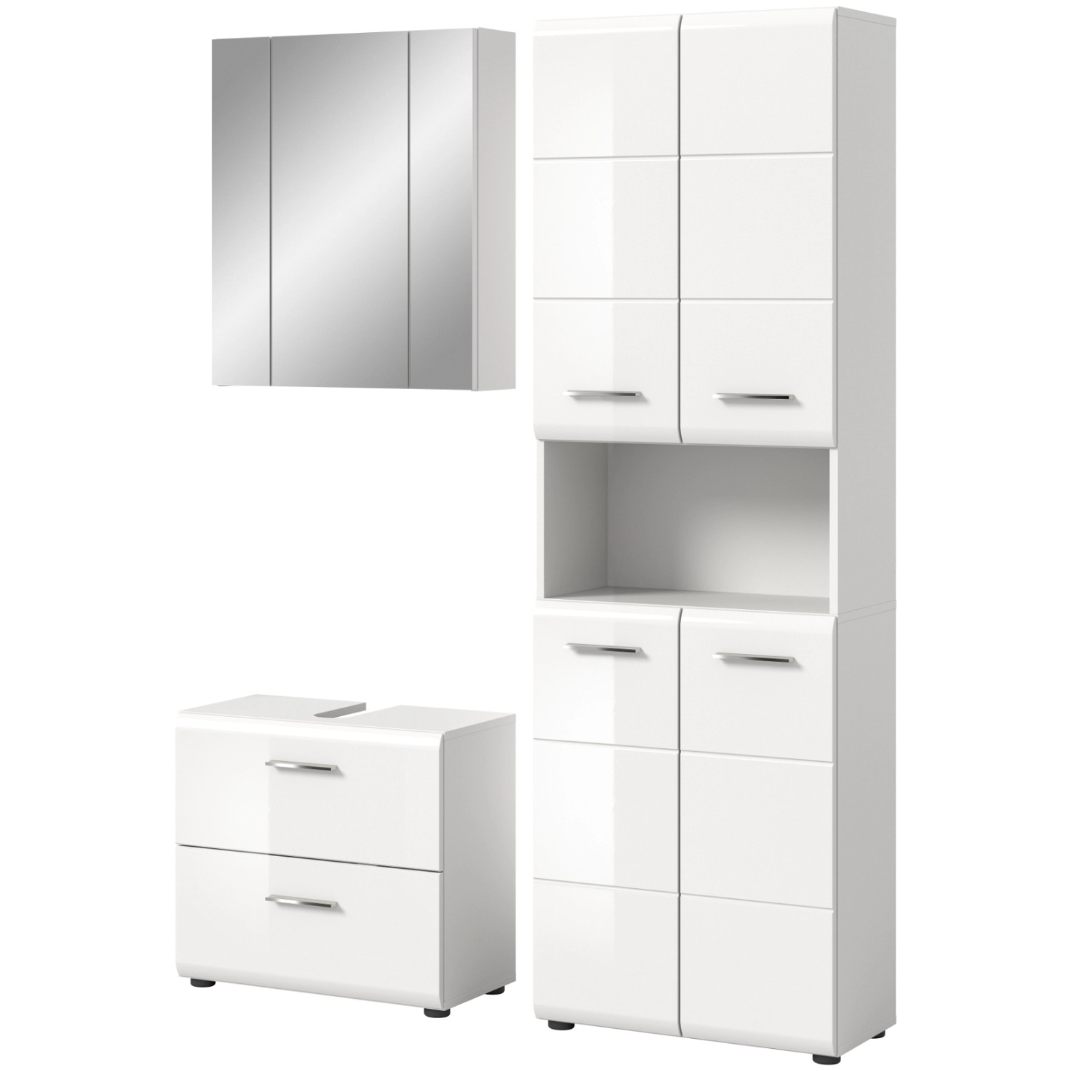 Inn.Furn Badmöbel-Set 3-teilig in Weiß Hochglanz 135 cm Cover günstig online kaufen