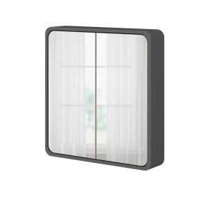 Quadratischer, anthrazitfarbener Vicco Spiegelschrank Arla, 60x60 cm, mit zwei Spiegeltüren.