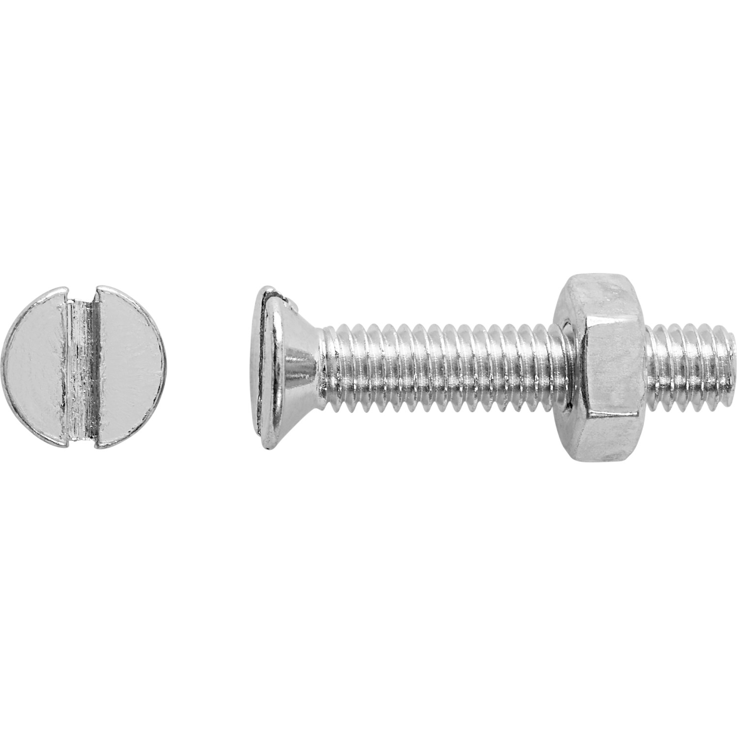 LUX Senkkopf Gewindeschraube M3 x 10 mm Verzinkt Schlitz 8 Stück mit Muttern